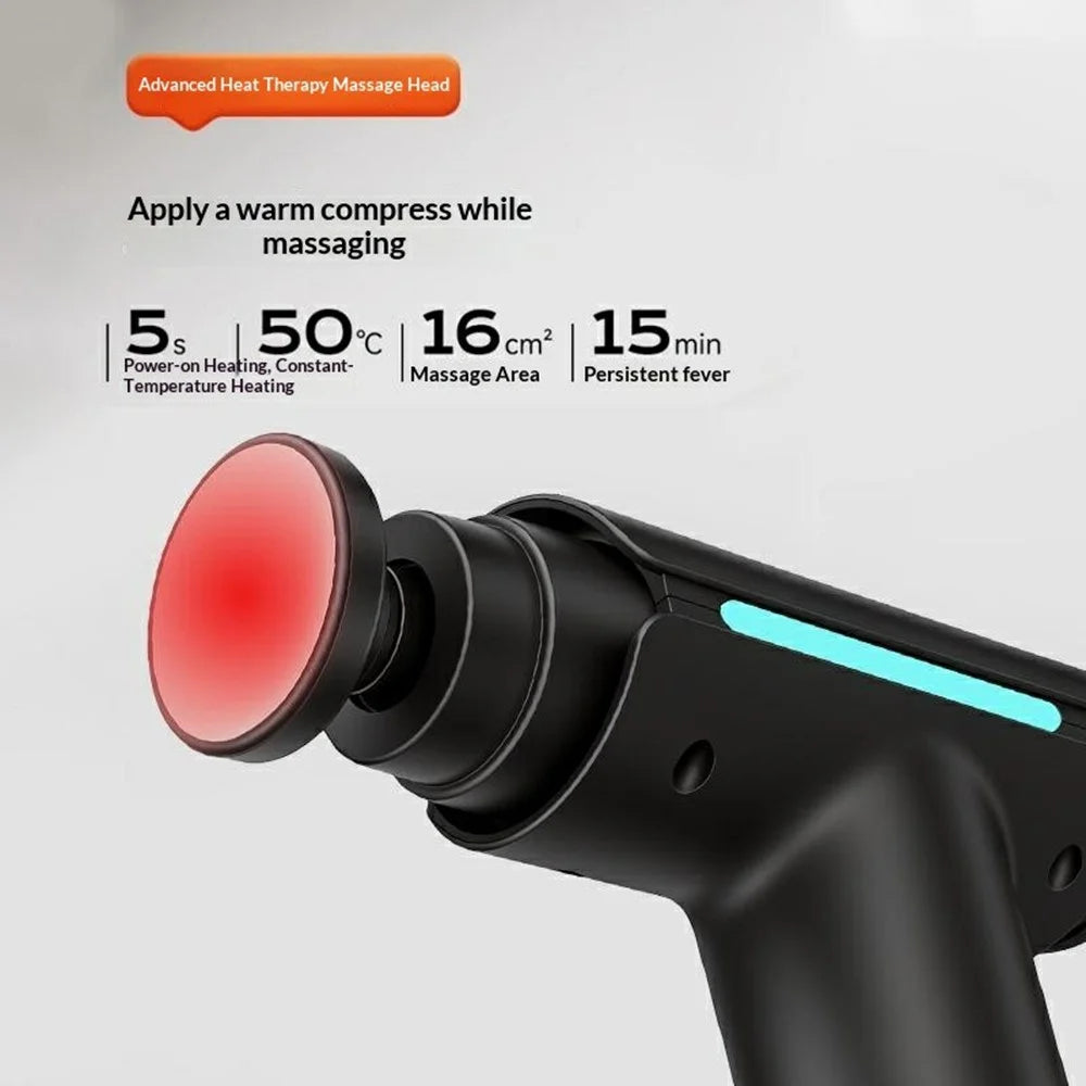 Mini Heat Therapy Fascia Gun 6-Speed Silent Portable Massager for Home Gym - Black - 3