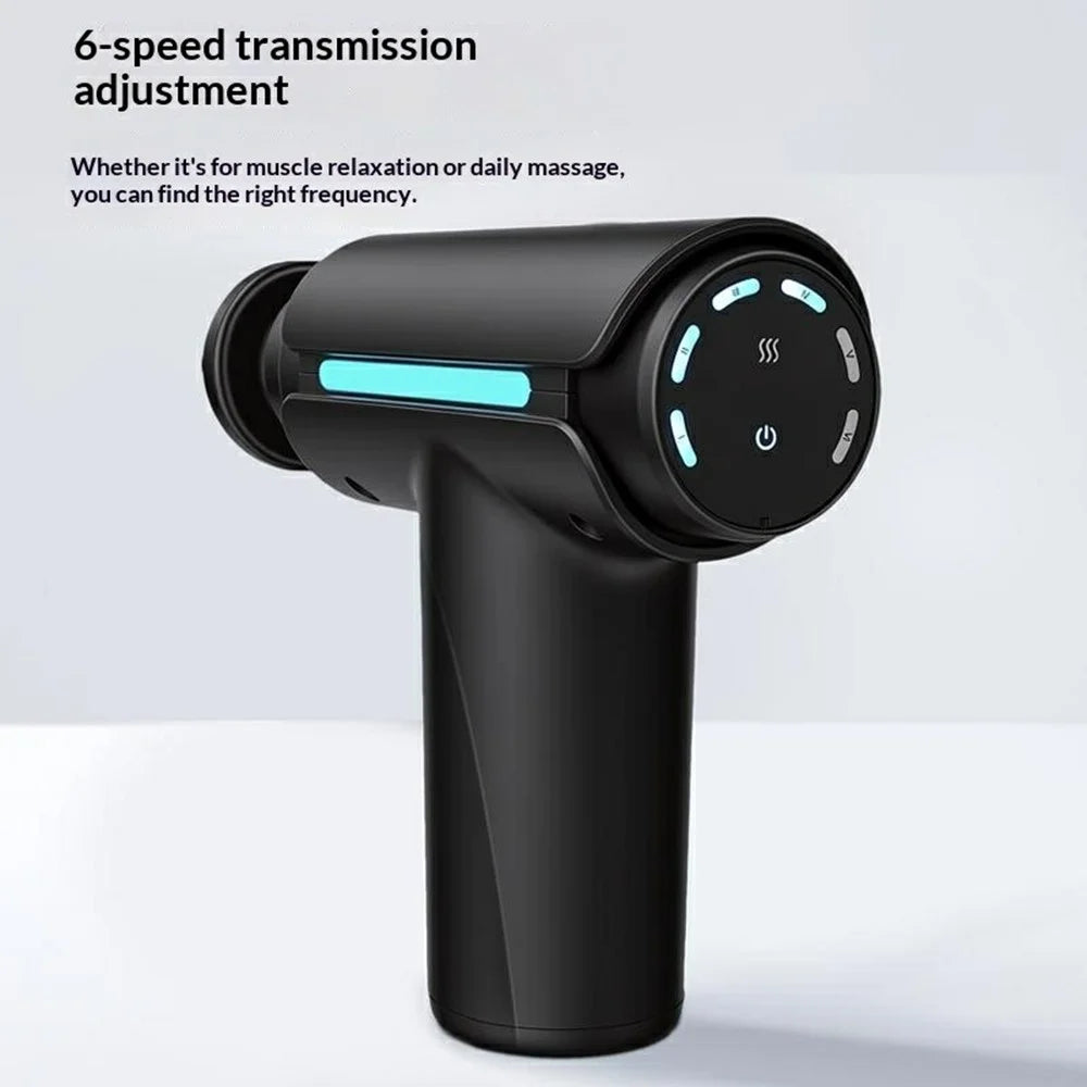 Mini Heat Therapy Fascia Gun 6-Speed Silent Portable Massager for Home Gym - Black - 5