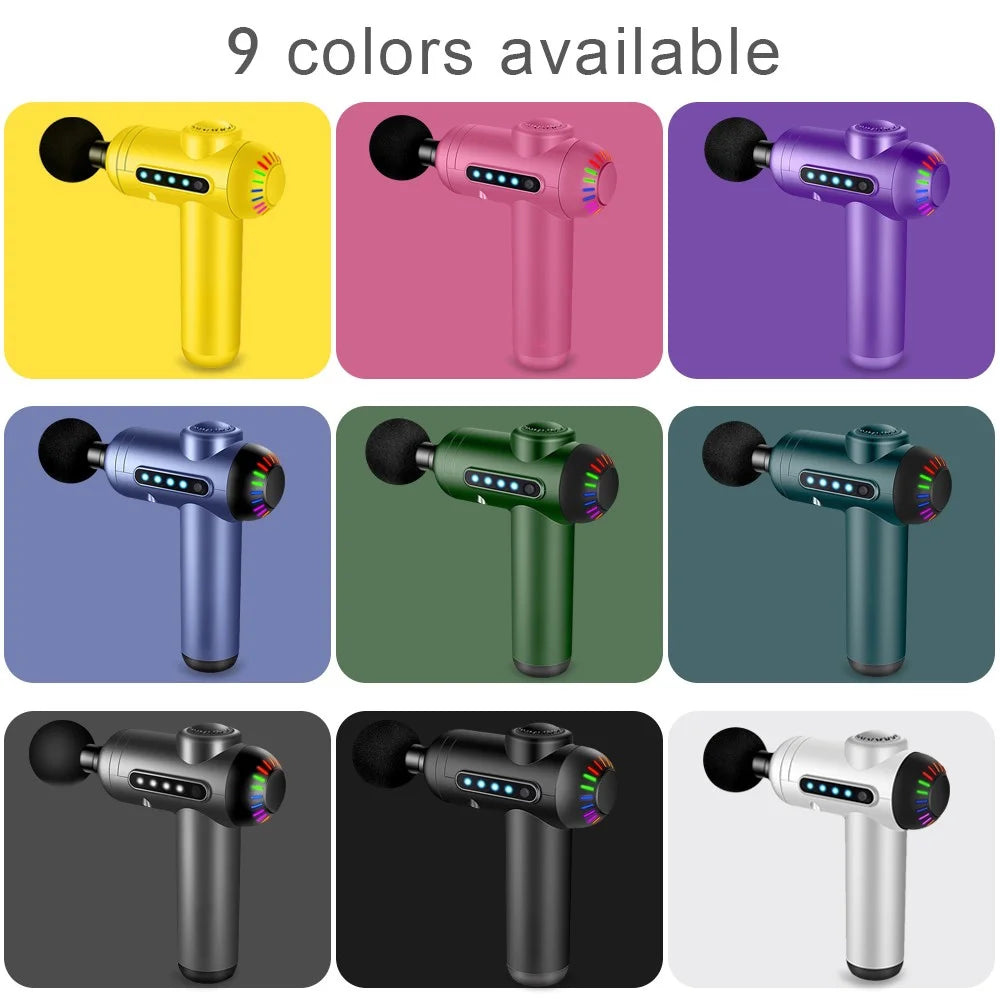 QY-M13 Mini Rechargeable 4-Gear Vibration Muscle Relaxation Massager Body Pain Relieve Cordless Deep Tissue Fascia Massage Gun with 4 Massage Head - Black - 5