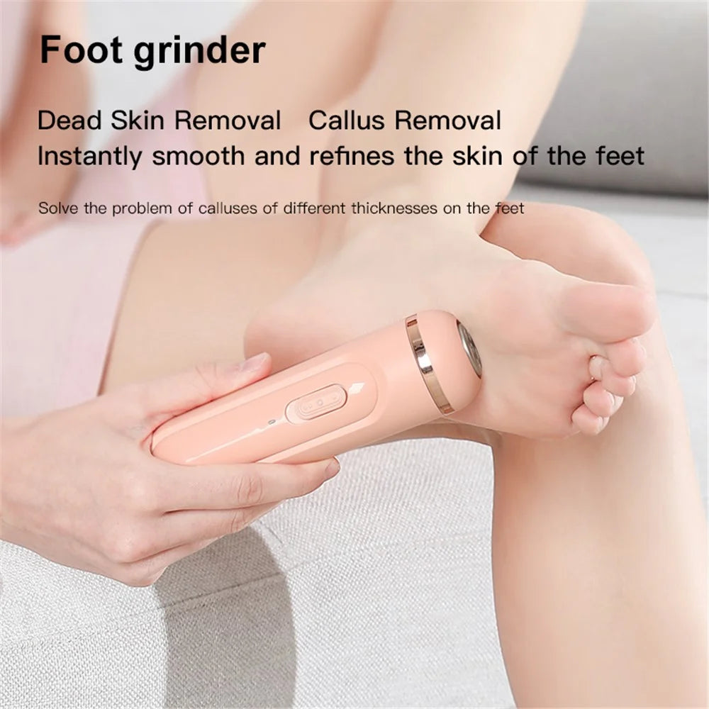 HE-J001 Electric Feet Callus Remover Rechargeable Portable Electronic Foot Pedicure Tool Gift Professional Feet Care - Pink - 6