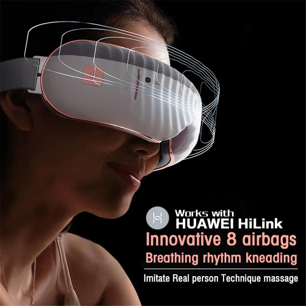 HUAWEI KAISUM A3 Foldable Wireless Eye Massager with Speaker 8 Airbags 5 Modes Headphone Hot Compress Eye Care Device - Blue - 2