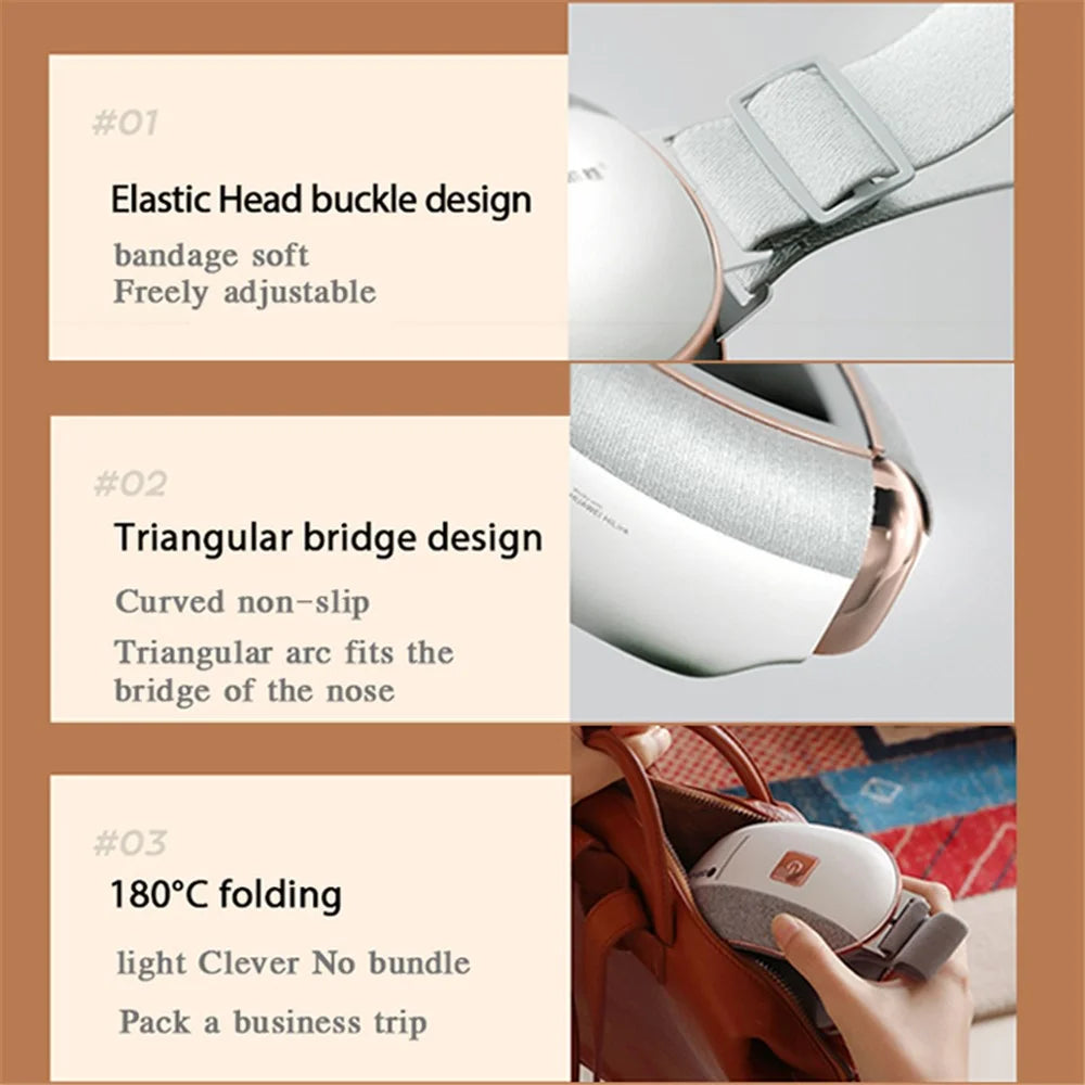 HUAWEI KAISUM A3 Foldable Wireless Eye Massager with Speaker 8 Airbags 5 Modes Headphone Hot Compress Eye Care Device - Blue - 7