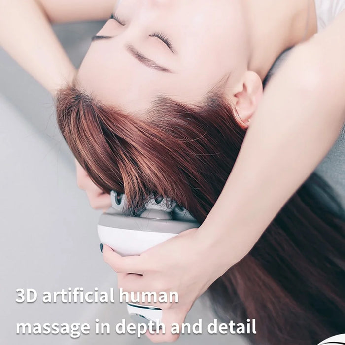 FUTURE ST-701A Electric Scalp Massager with 4 Massage Heads, Portable 3D Massaging Head Scratcher with Tissue Kneading Nodes Stress Release Massager for Muscles Shoulder Calf Head - 3