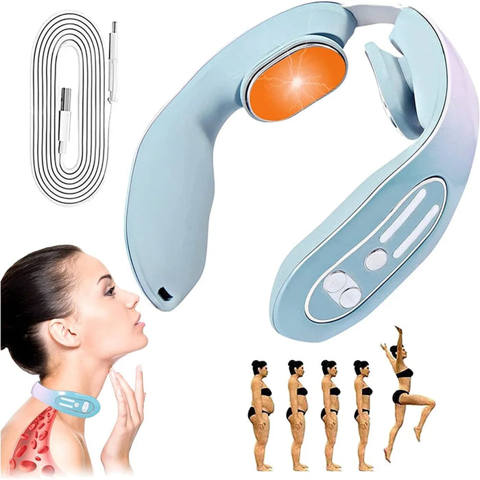 K05 Portable Neck Massager Heating Function Heated Neck Massage Pulse Therapy Cordless Intelligent Massage Tool for Neck Pain Relief - 2