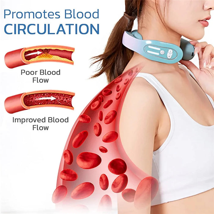 K05 Portable Neck Massager Heating Function Heated Neck Massage Pulse Therapy Cordless Intelligent Massage Tool for Neck Pain Relief - 4