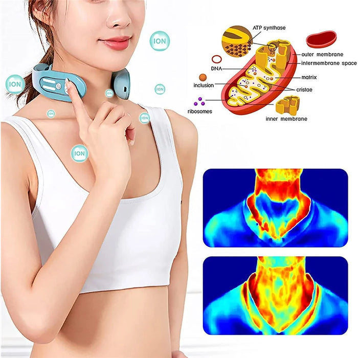 K05 Portable Neck Massager Heating Function Heated Neck Massage Pulse Therapy Cordless Intelligent Massage Tool for Neck Pain Relief - 6