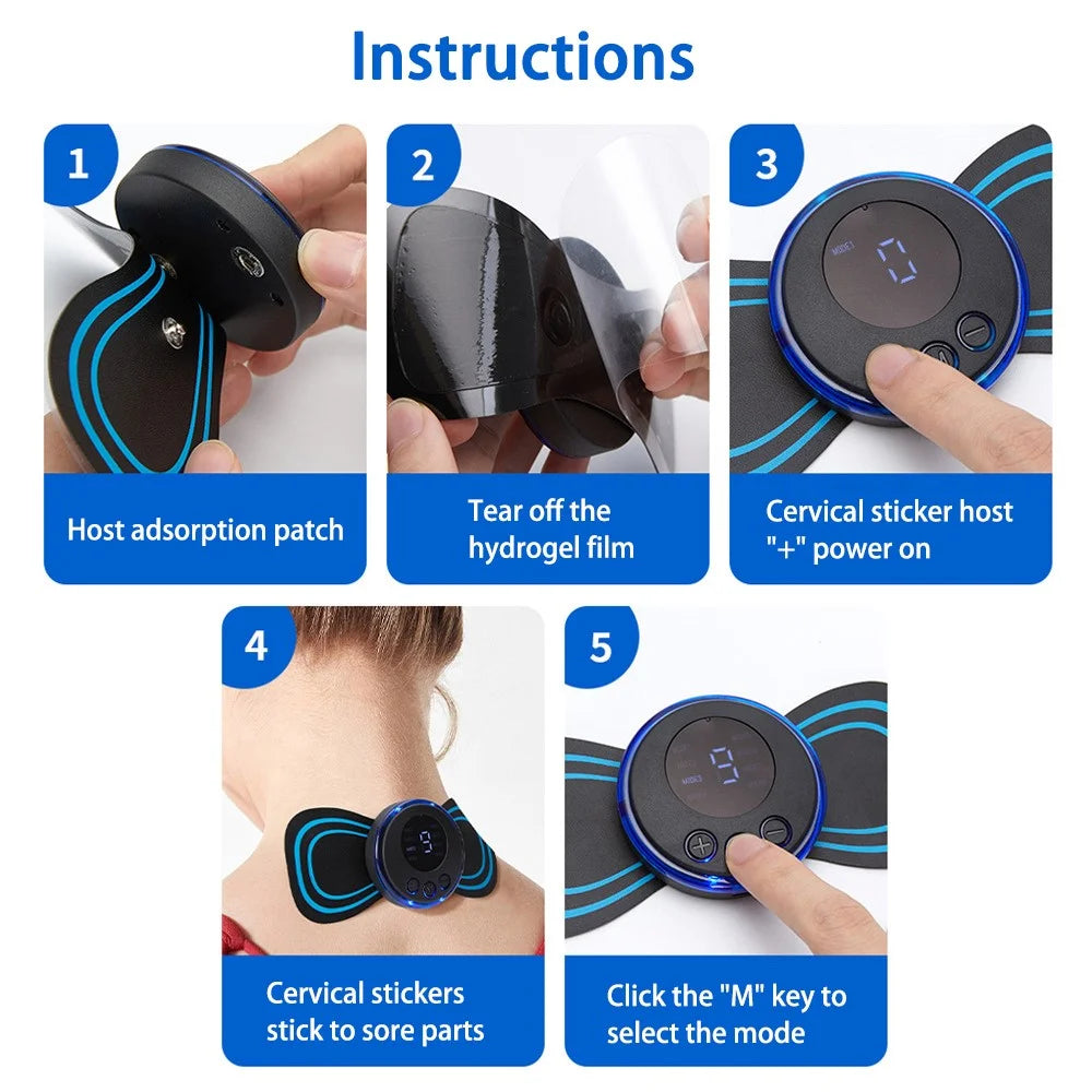 Neck Massager Sticker Intelligent Electric Cervical Massager Mini Portable Massager Pulse Physical Therapy for Pain Relief - 7
