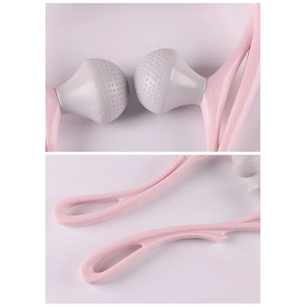 Handheld Manual Neck Massager Pain Relief Massage Tool for Leg Feet and Knee - Pink - 7