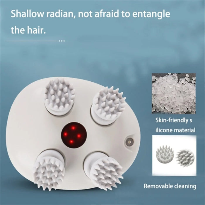 K111 Electric Head Massager Hot Compress Head Relax Deep Tissue Kneading Massage Machine - White - 4