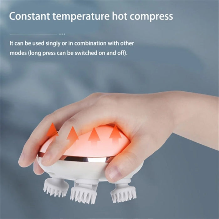 K111 Electric Head Massager Hot Compress Head Relax Deep Tissue Kneading Massage Machine - White - 5