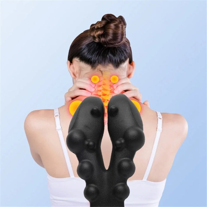 Soft EVA Cervical Spine Massager Pain Relieve Neck Shoulder Relax Massage Tool - Black - 3