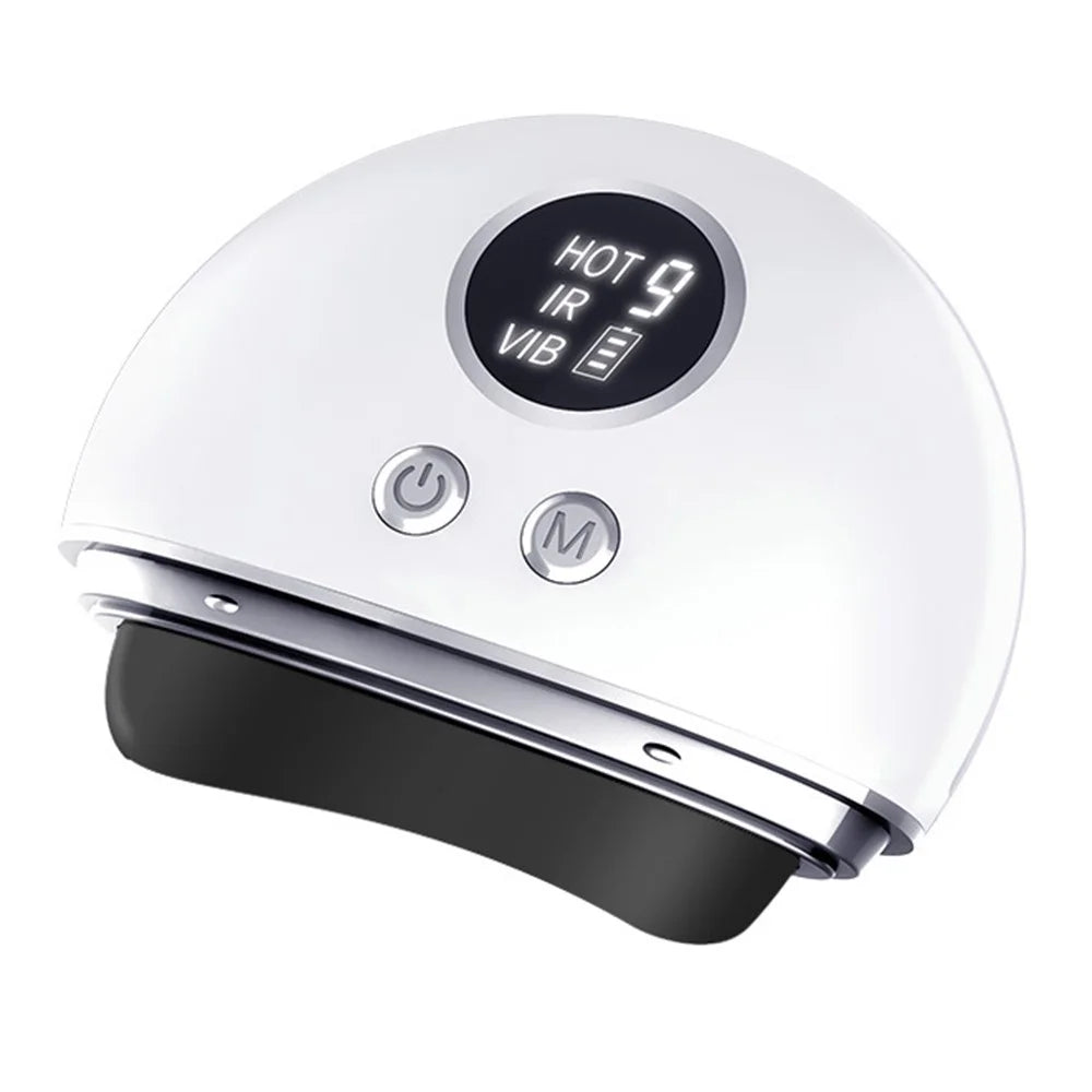 DYM-040 Electric Gua Sha Scraping Massager Stone Needle Hot Compress Massage Tool Stone Warmer - White / Black Stone - 1
