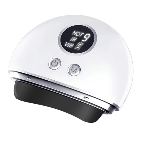 DYM-040 Electric Gua Sha Scraping Massager Stone Needle Hot Compress Massage Tool Stone Warmer - White / Black Stone - 1