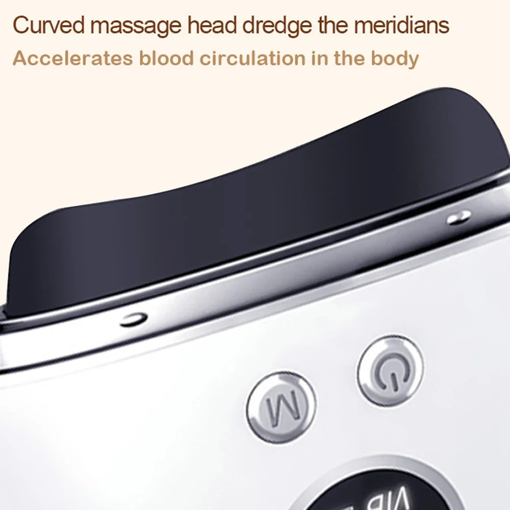 DYM-040 Electric Gua Sha Scraping Massager Stone Needle Hot Compress Massage Tool Stone Warmer - White / Black Stone - 3