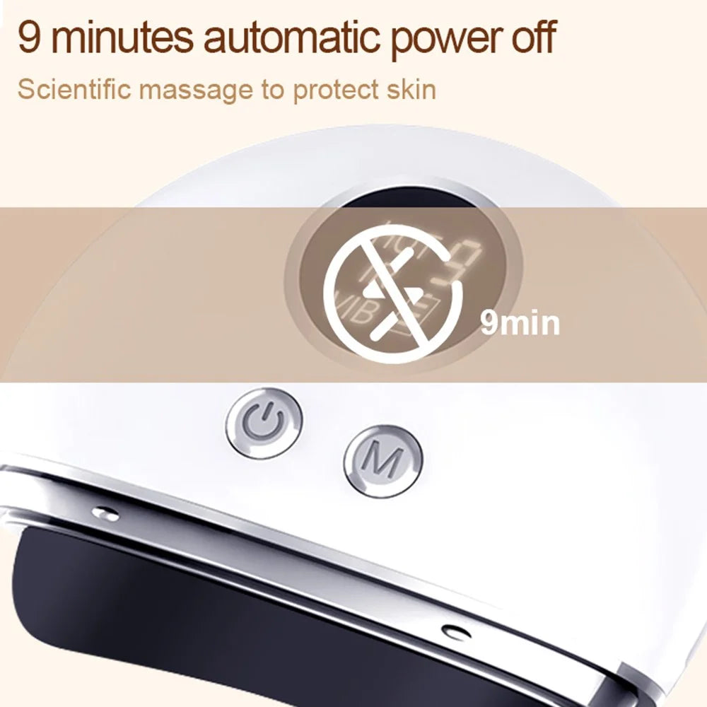 DYM-040 Electric Gua Sha Scraping Massager Stone Needle Hot Compress Massage Tool Stone Warmer - White / Black Stone - 4