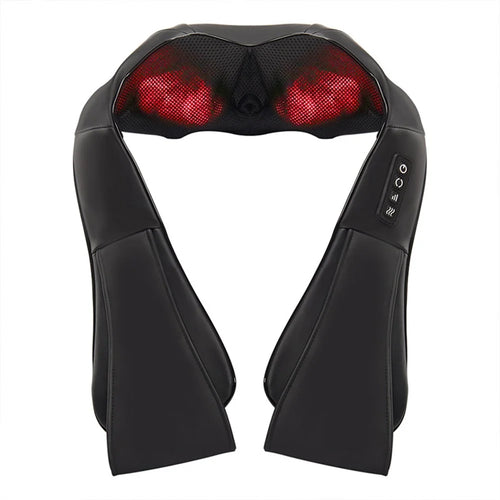 JH-R2 Heated Neck Pad Massager Kneading Back Massager Shiatsu Shoulder Massage for Home Office Car Use - Black / US Plug - 1