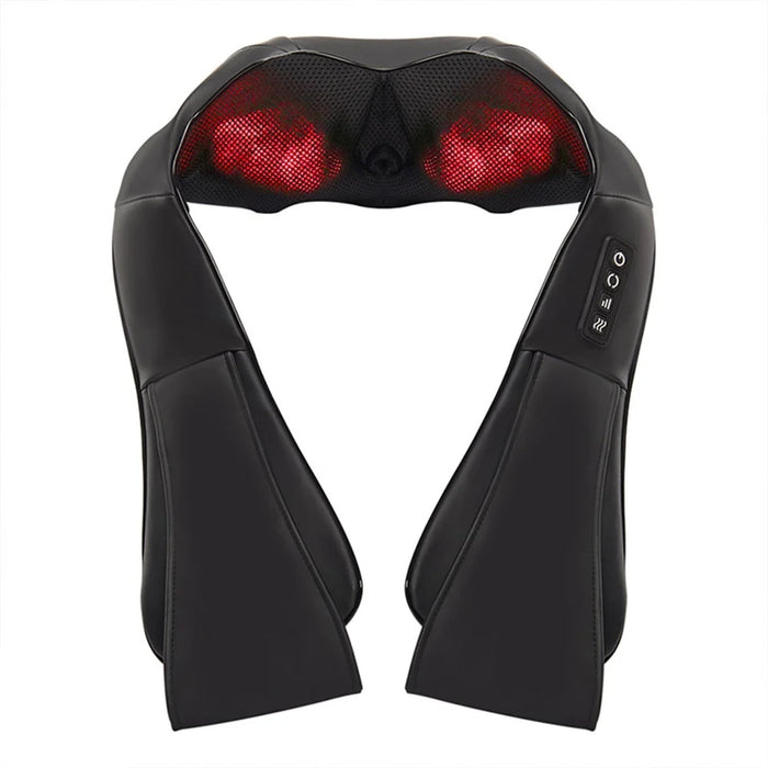 JH-R2 Heated Neck Pad Massager Kneading Back Massager Shiatsu Shoulder Massage for Home Office Car Use - Black / US Plug - 1