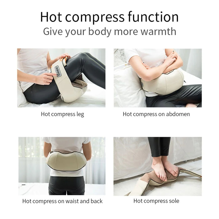 JH-R2 Heated Neck Pad Massager Kneading Back Massager Shiatsu Shoulder Massage for Home Office Car Use - Black / US Plug - 5