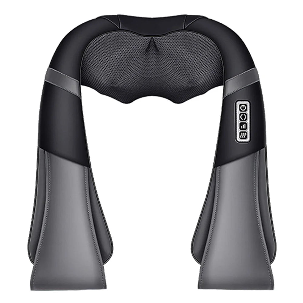 JH-RC1 Plug-in Back Neck Shoulder Massager Hot Compress 4D Kneading Beating Massager for Relief on Full Body Muscles - Black / Grey / US Plug - 1
