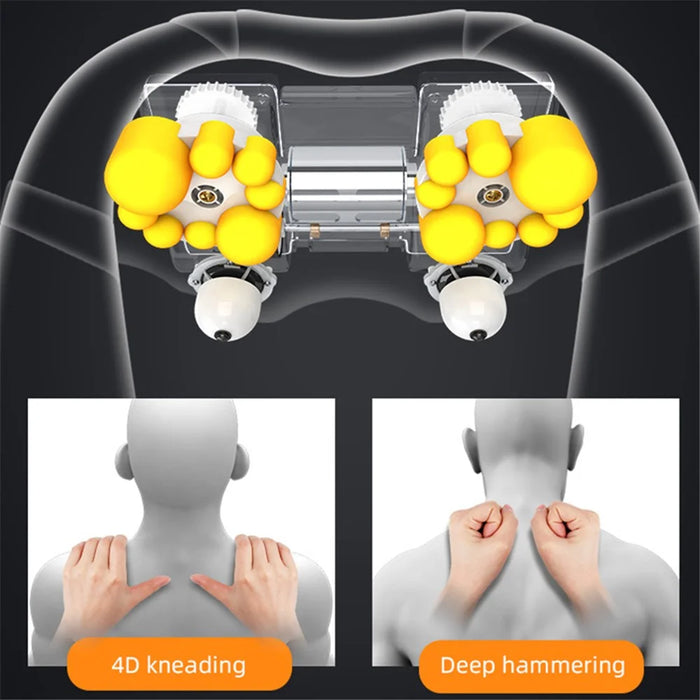 JH-RC1 Plug-in Back Neck Shoulder Massager Hot Compress 4D Kneading Beating Massager for Relief on Full Body Muscles - Black / Grey / US Plug - 5