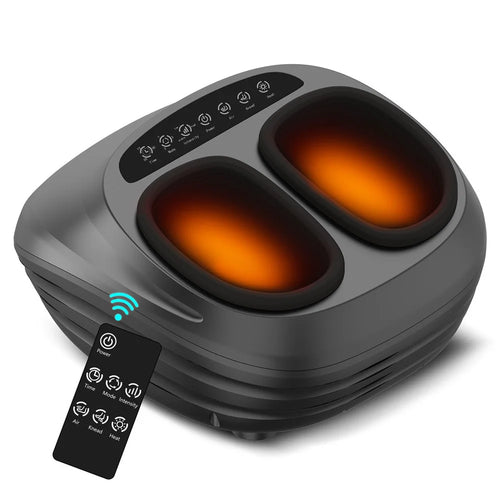 JH-ZL1 Foot Massager Heated Rolling Air Compression Feet Massager Machine with Remote - Black / US Plug - 1