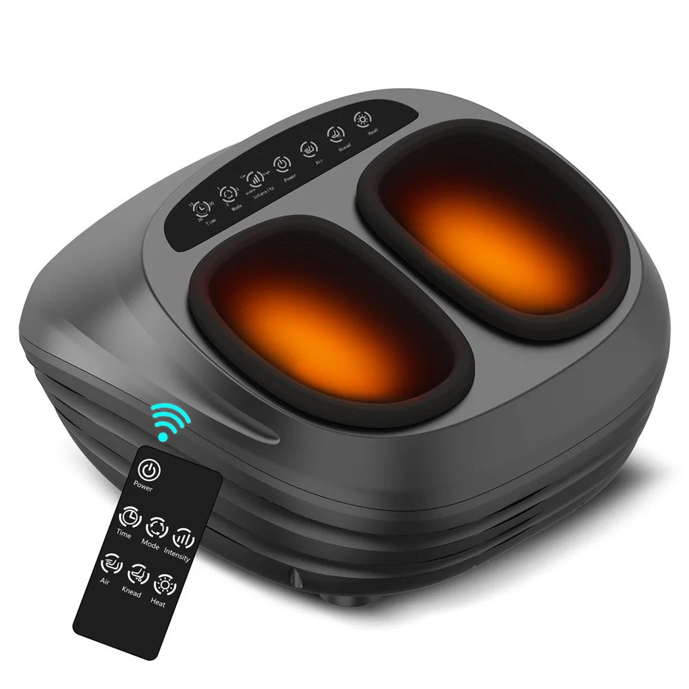 JH-ZL1 Foot Massager Heated Rolling Air Compression Feet Massager Machine with Remote - Black / US Plug - 1