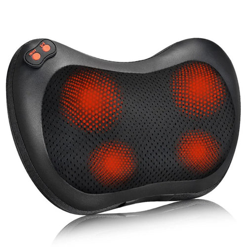 JH-016 Waist Back Massager 4-Node Neck Massager Electric Shoulder Foot Massage Pillow with Heat, Plug-in - Black / EU Plug - 1