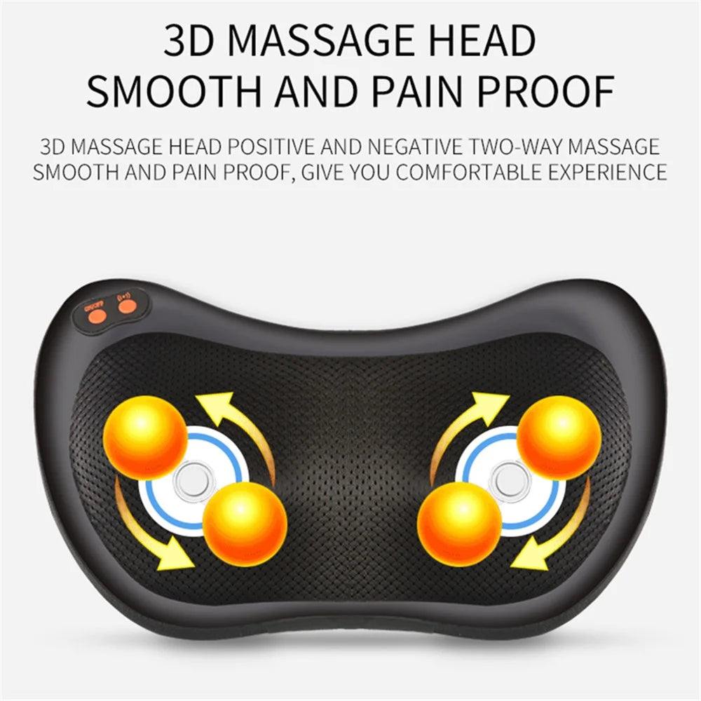 JH-016 Waist Back Massager 4-Node Neck Massager Electric Shoulder Foot Massage Pillow with Heat, Plug-in - Black / EU Plug - 3