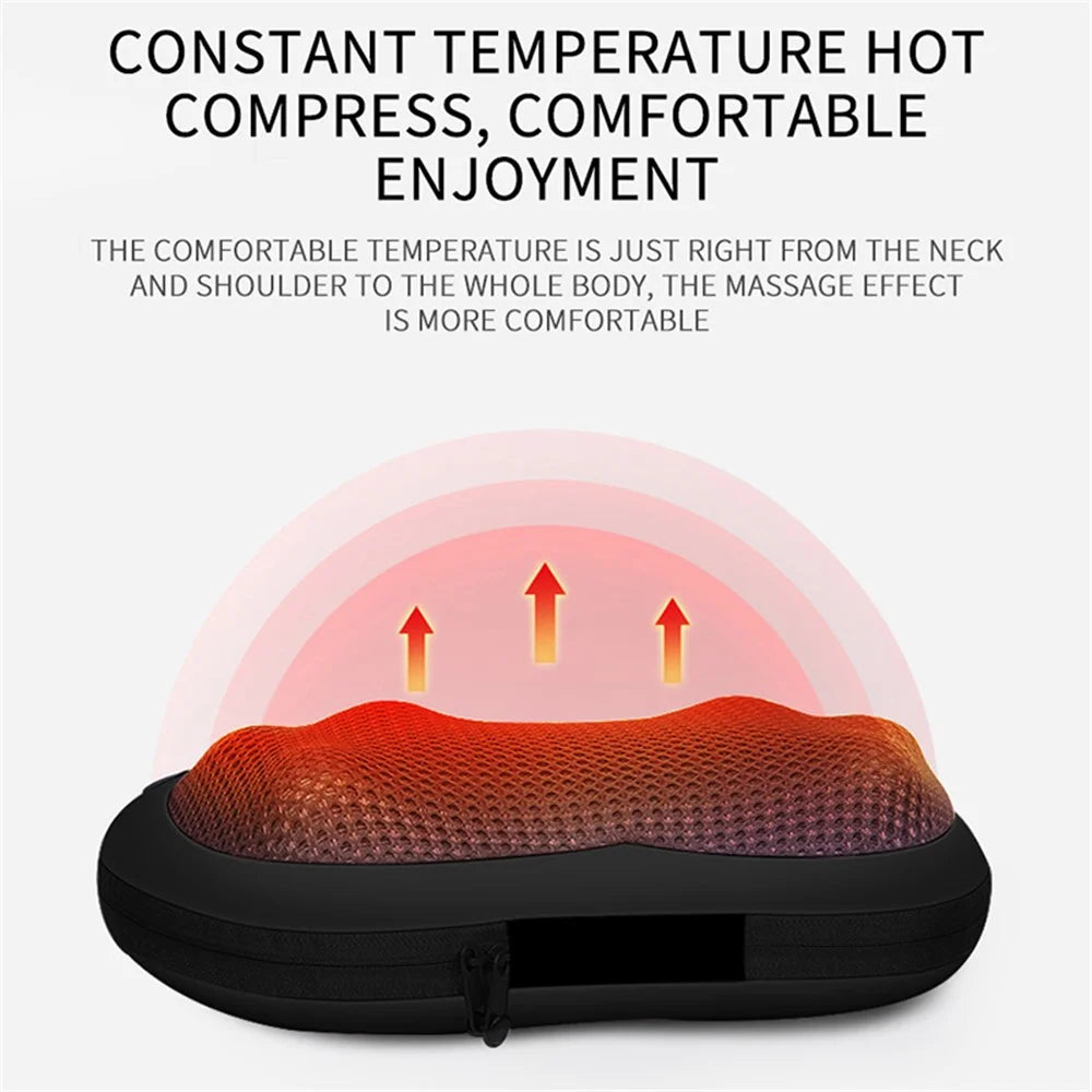 JH-016 Waist Back Massager 4-Node Neck Massager Electric Shoulder Foot Massage Pillow with Heat, Plug-in - Black / EU Plug - 5