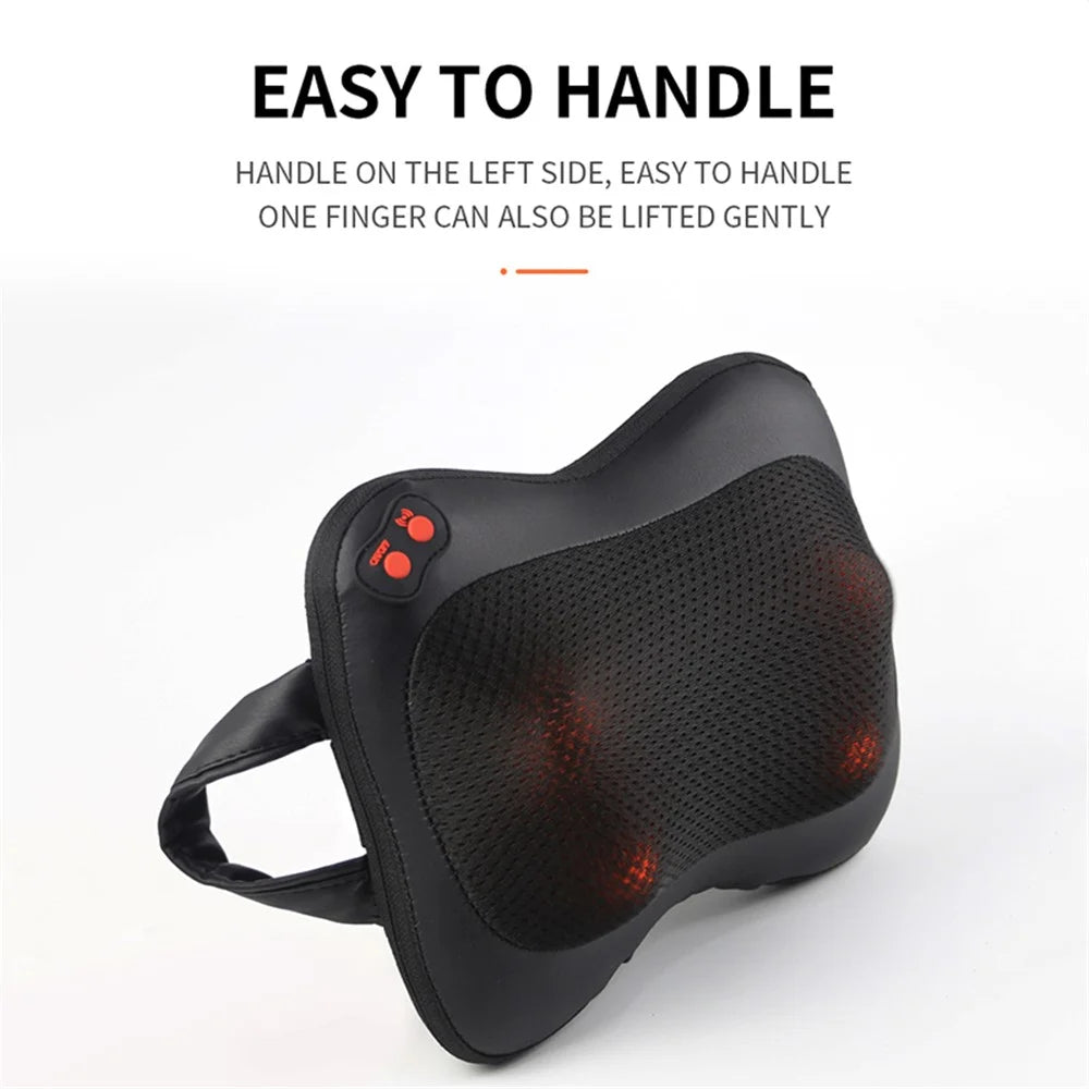 JH-166 Back Neck Massager Electric Multifunctional Body Massage Pillow Car Headrest Pillow - Black / US Plug - 5