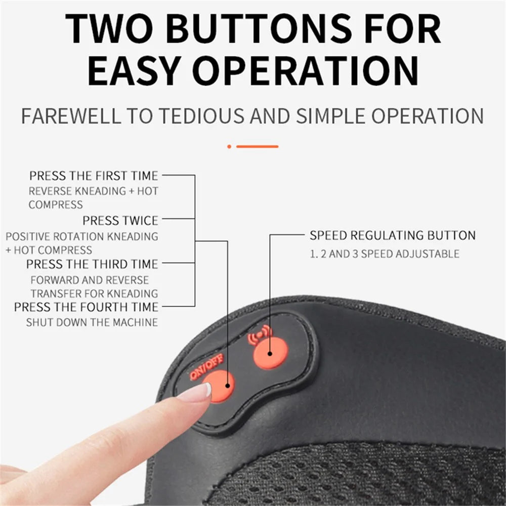 JH-166 Back Neck Massager Electric Multifunctional Body Massage Pillow Car Headrest Pillow - Black / US Plug - 7