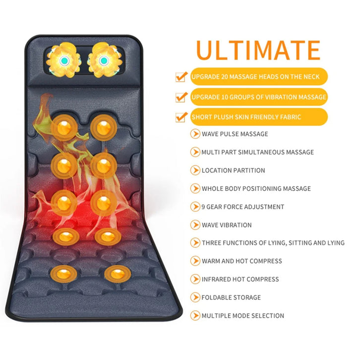 JH-CD6 9 Modes Massage Mat Sitting Lying Electric Heating Pad Muscle Relax Body Massager Cushion - US Plug - 4