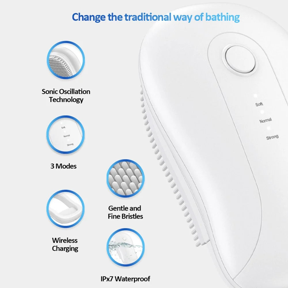 HQ-A007 Sonic Bath Brush IPX7 Waterproof Electric Shower Brush with Inductive Charger - 4