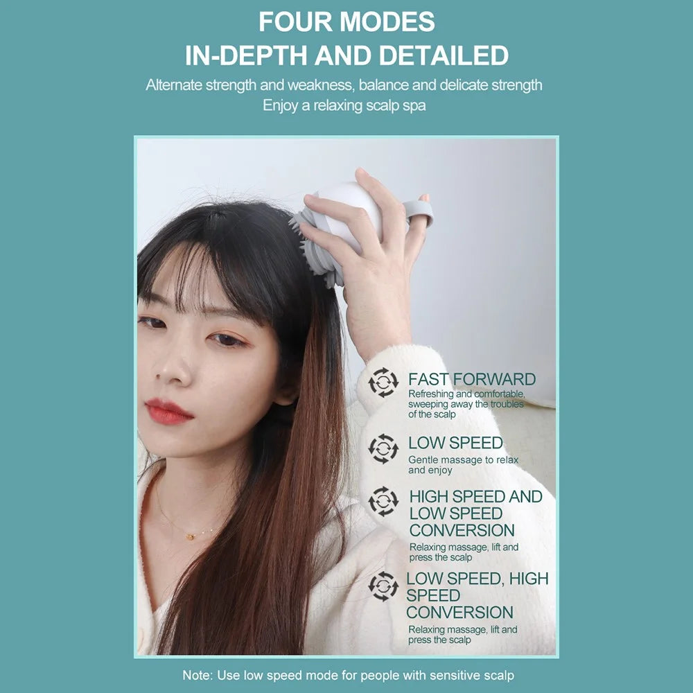 ST-710 4 Modes Electric Scalp Massager Wet and Dry Use Head Kneading Machine - 2