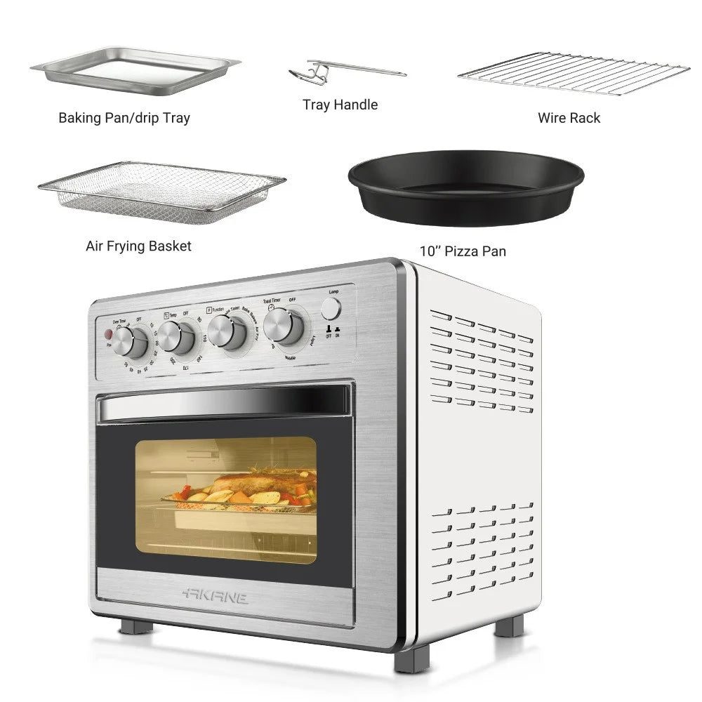 AKANE A.5153 Multifunctional 25L 1700W Electric Oven Stainless Steel Air Fryer Toaster Kitchen Appliance, EU Plug (BPA Free, No FDA) - 4