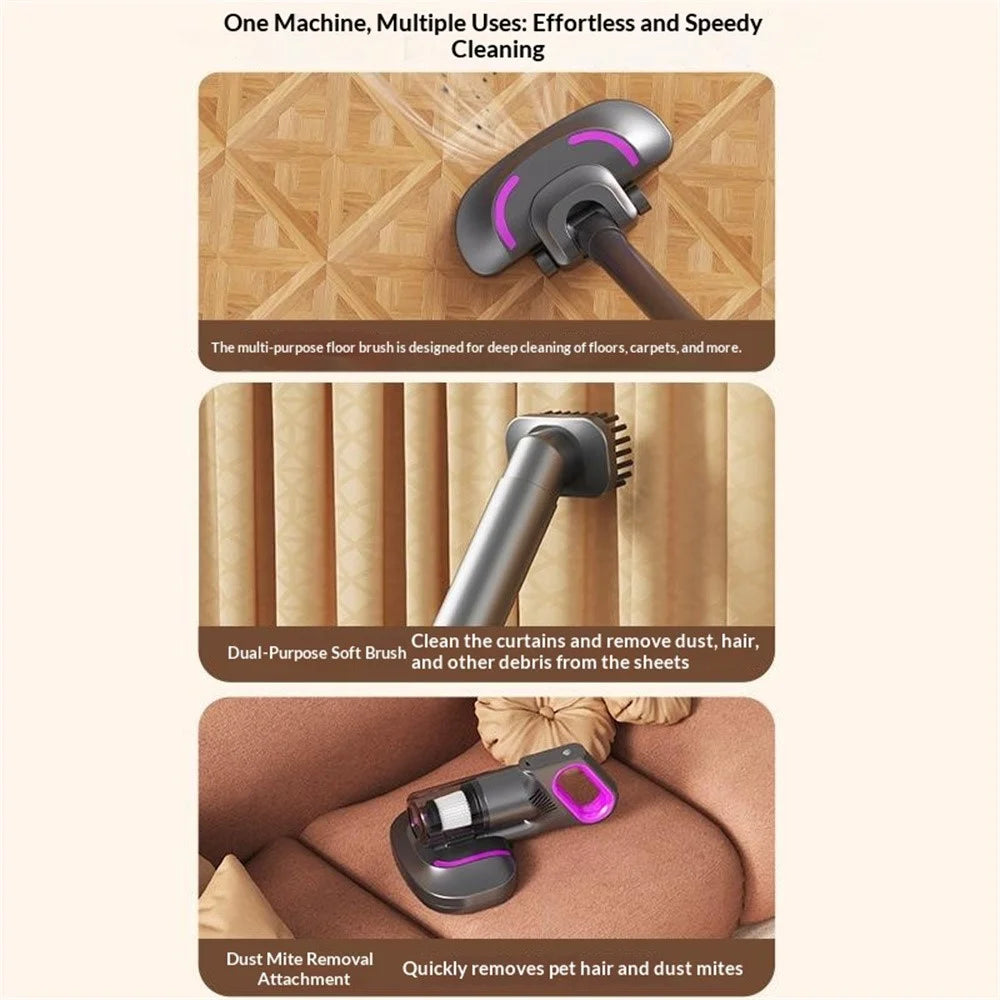 3 in 1 Cordless Vacuum Cleaner 10000Pa Handheld Stick Dust Mite Removal Mop for Home - 5