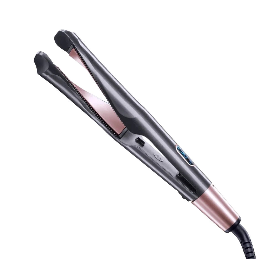2-in-1 Hair Curler Straighter with Adjustable Temperature Ceramic Spiral Panel Hairstyling Tool - EU Plug - 1