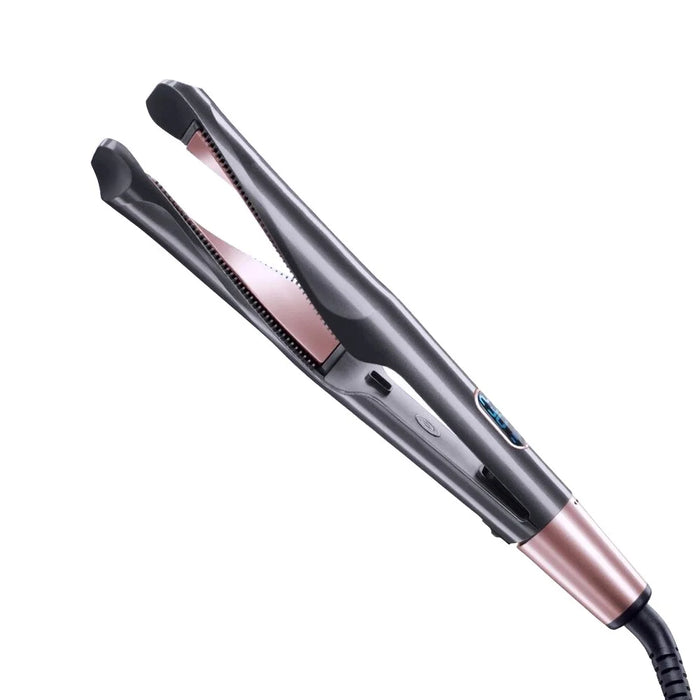 2-in-1 Hair Curler Straighter with Adjustable Temperature Ceramic Spiral Panel Hairstyling Tool - EU Plug - 1