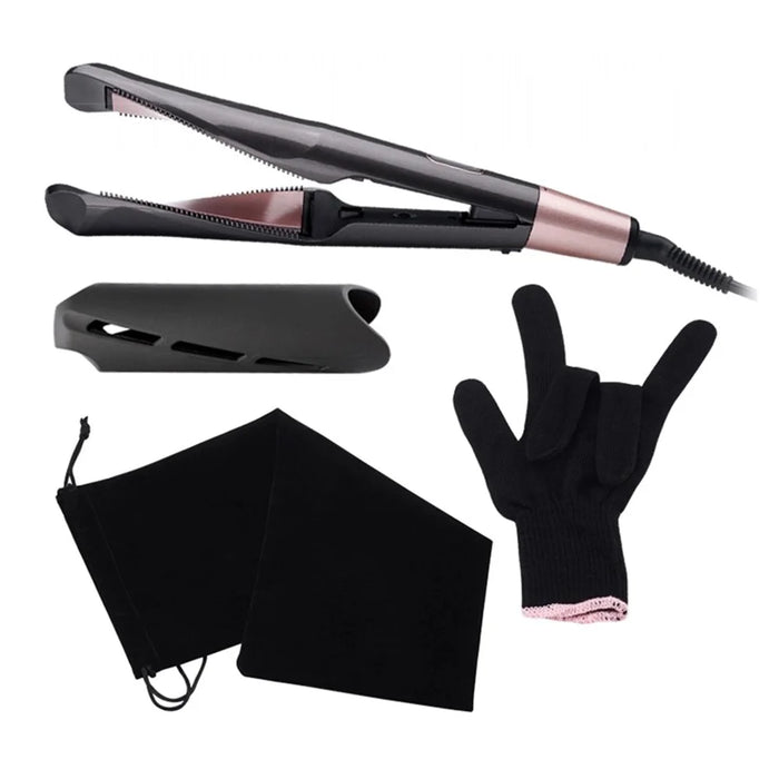 2-in-1 Hair Curler Straighter with Adjustable Temperature Ceramic Spiral Panel Hairstyling Tool - EU Plug - 4