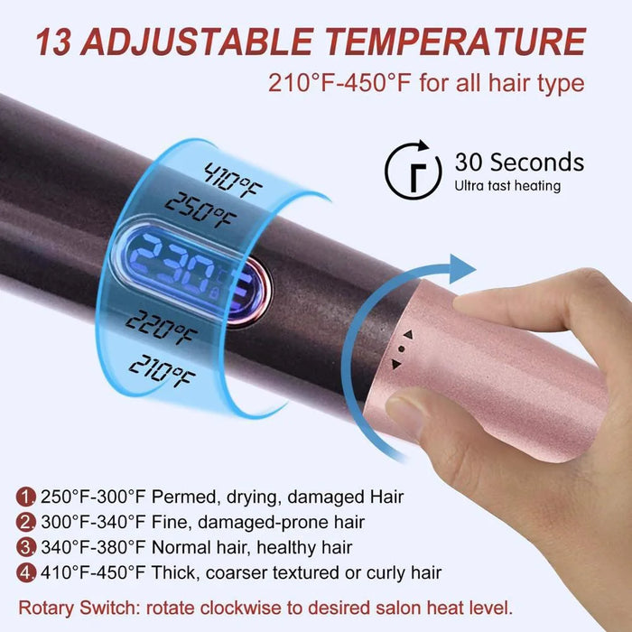 2-in-1 Hair Curler Straighter with Adjustable Temperature Ceramic Spiral Panel Hairstyling Tool - EU Plug - 6