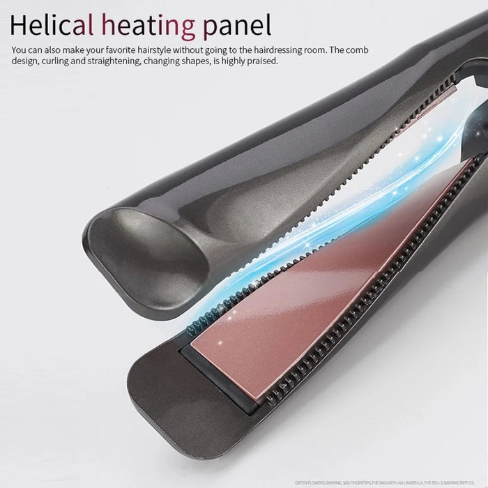 2-in-1 Hair Curler Straighter with Adjustable Temperature Ceramic Spiral Panel Hairstyling Tool - EU Plug - 7