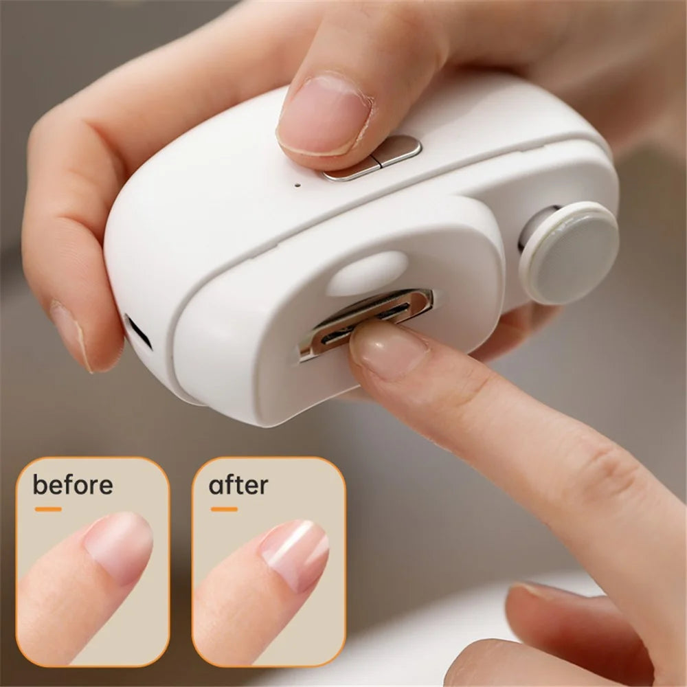 Automatic Nail Clipper 2 In-1 Electric Nail Polisher Baby Nail Clipper - White - 2
