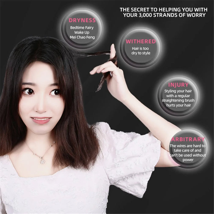 Cordless Hair Straightener Curler Temperature Display Curling Iron Hair Comb Gift - 2