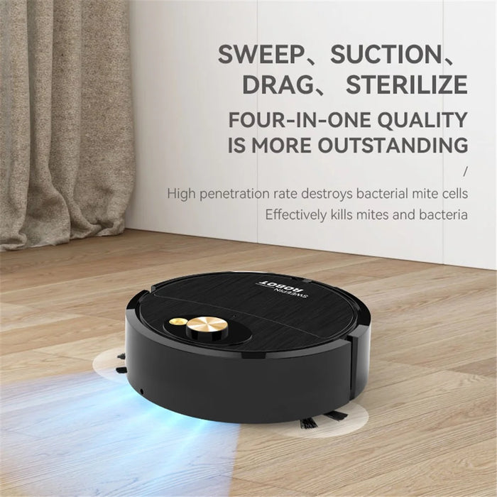 8088 3-in-1 Function Smart Sweeping Robot Rechargeable Wireless Floor Vacuum Cleaner - Black - 3