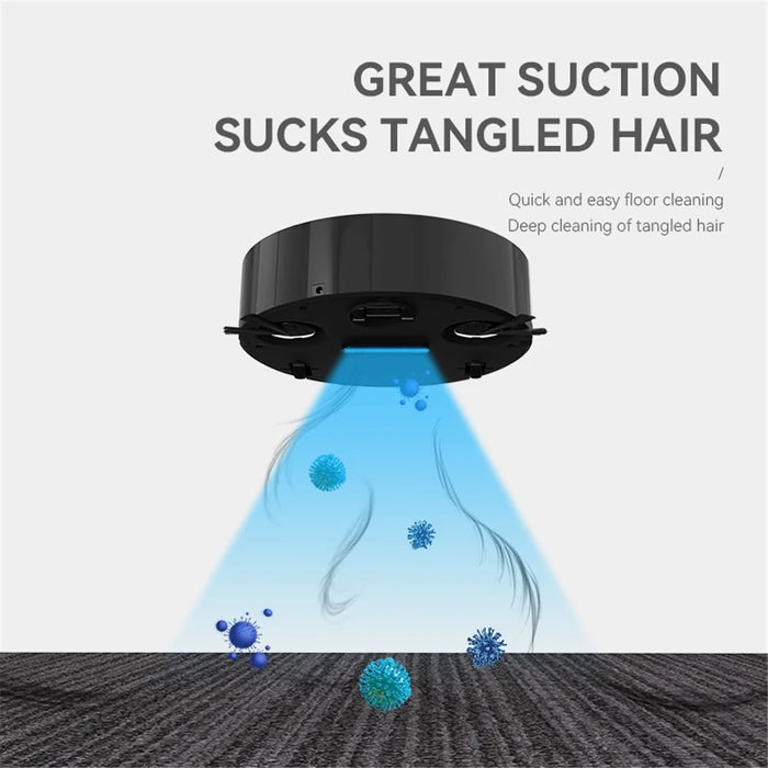 8088 3-in-1 Function Smart Sweeping Robot Rechargeable Wireless Floor Vacuum Cleaner - Black - 4