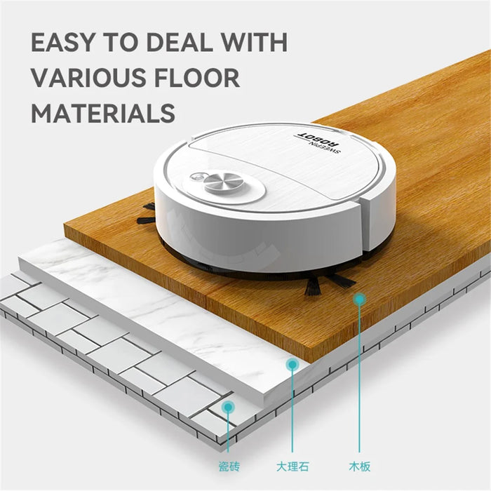 8088 3-in-1 Function Smart Sweeping Robot Rechargeable Wireless Floor Vacuum Cleaner - Black - 6