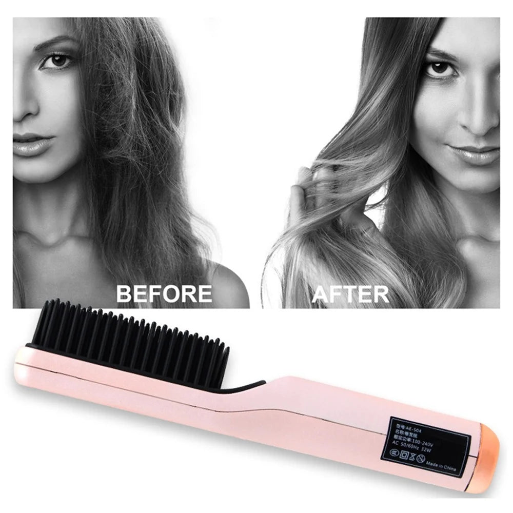 CNAIER AE506 English Version 2 In 1 Curling and Straightening Dual-use Mini Multifunction Hair Straightener Curler - Pink - 3