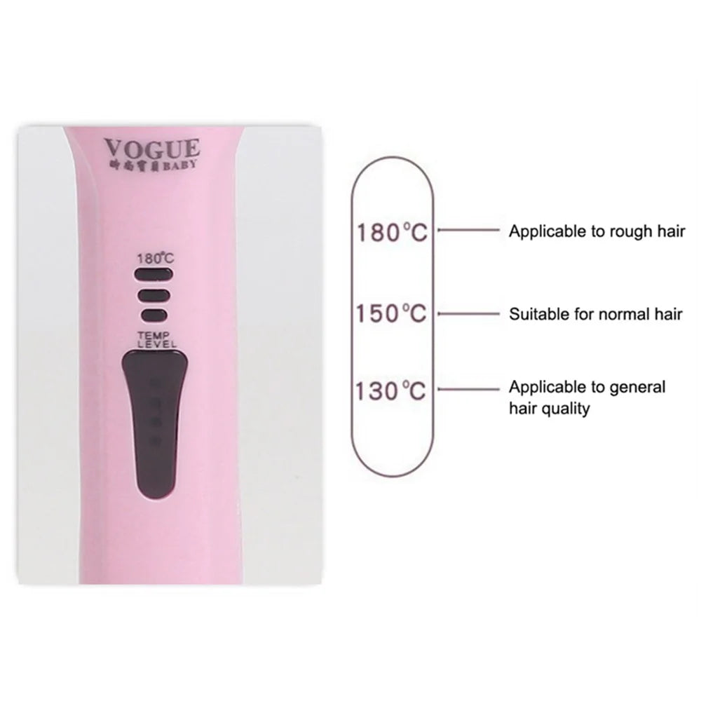 2 in 1 Hair Straightener Flat Aluminum Alloy 3 Temperature Levels Hair Curler for Hair Style - Pink - 3