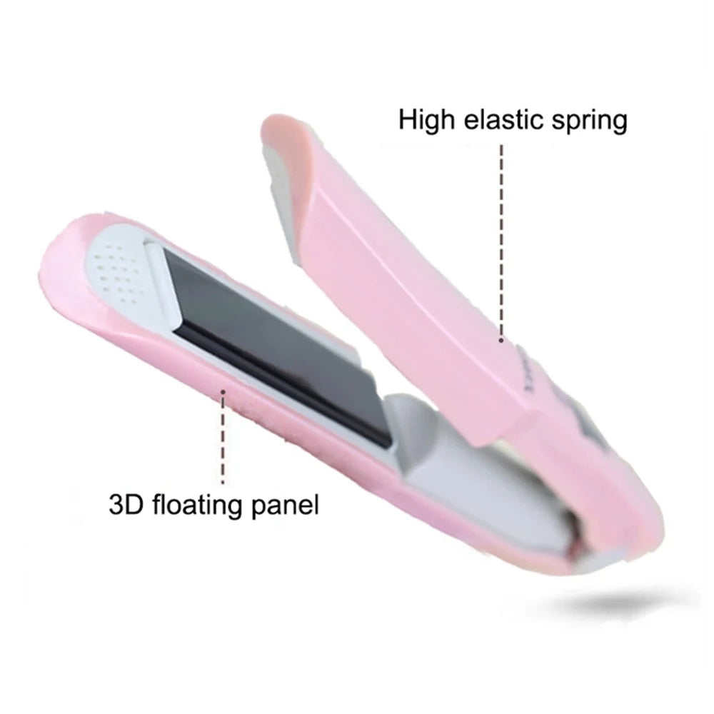 2 in 1 Hair Straightener Flat Aluminum Alloy 3 Temperature Levels Hair Curler for Hair Style - Pink - 6