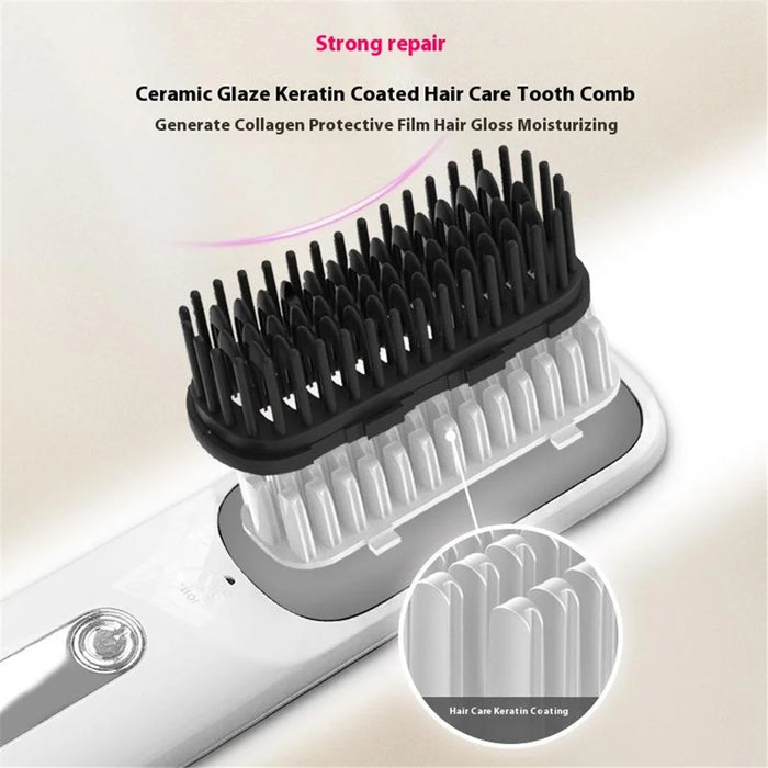 FY-H128 Wireless Hair Straightener Brush Straightening / Curling Ionic Portable Styling Tool - Pink - 5